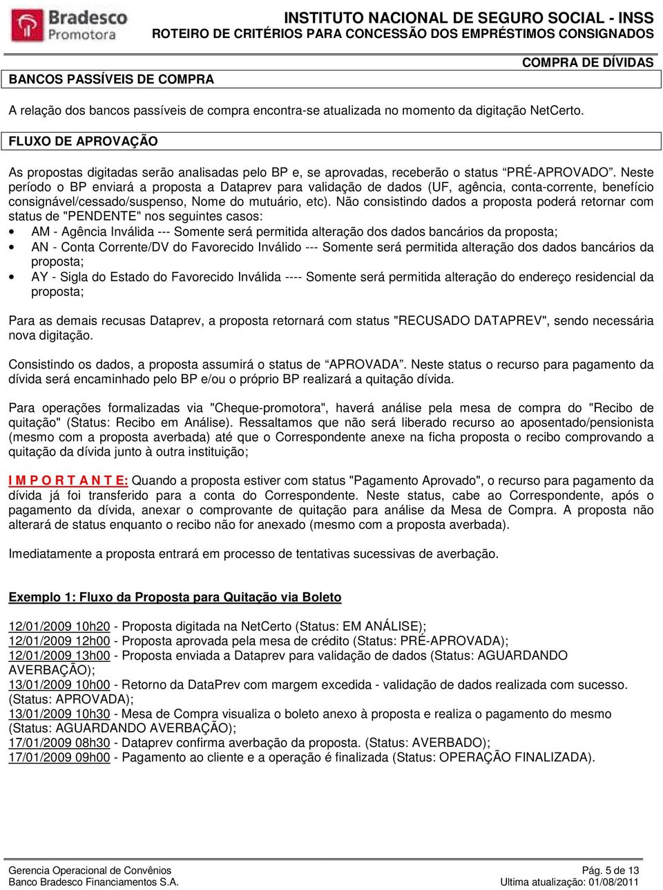 Neste período o BP enviará a proposta a Dataprev para validação de dados (UF, agência, conta-corrente, benefício consignável/cessado/suspenso, Nome do mutuário, etc).