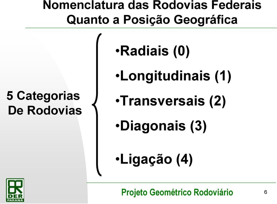 5 Categorias De Rodovias Longitudinais