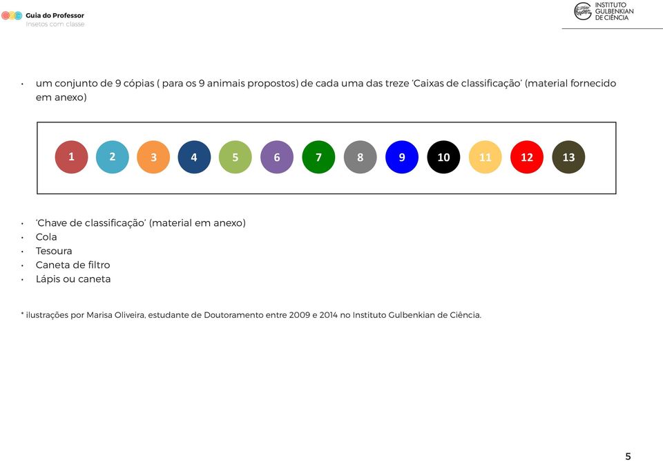 classificação (material em anexo) Cola Tesoura Caneta de filtro Lápis ou caneta * ilustrações