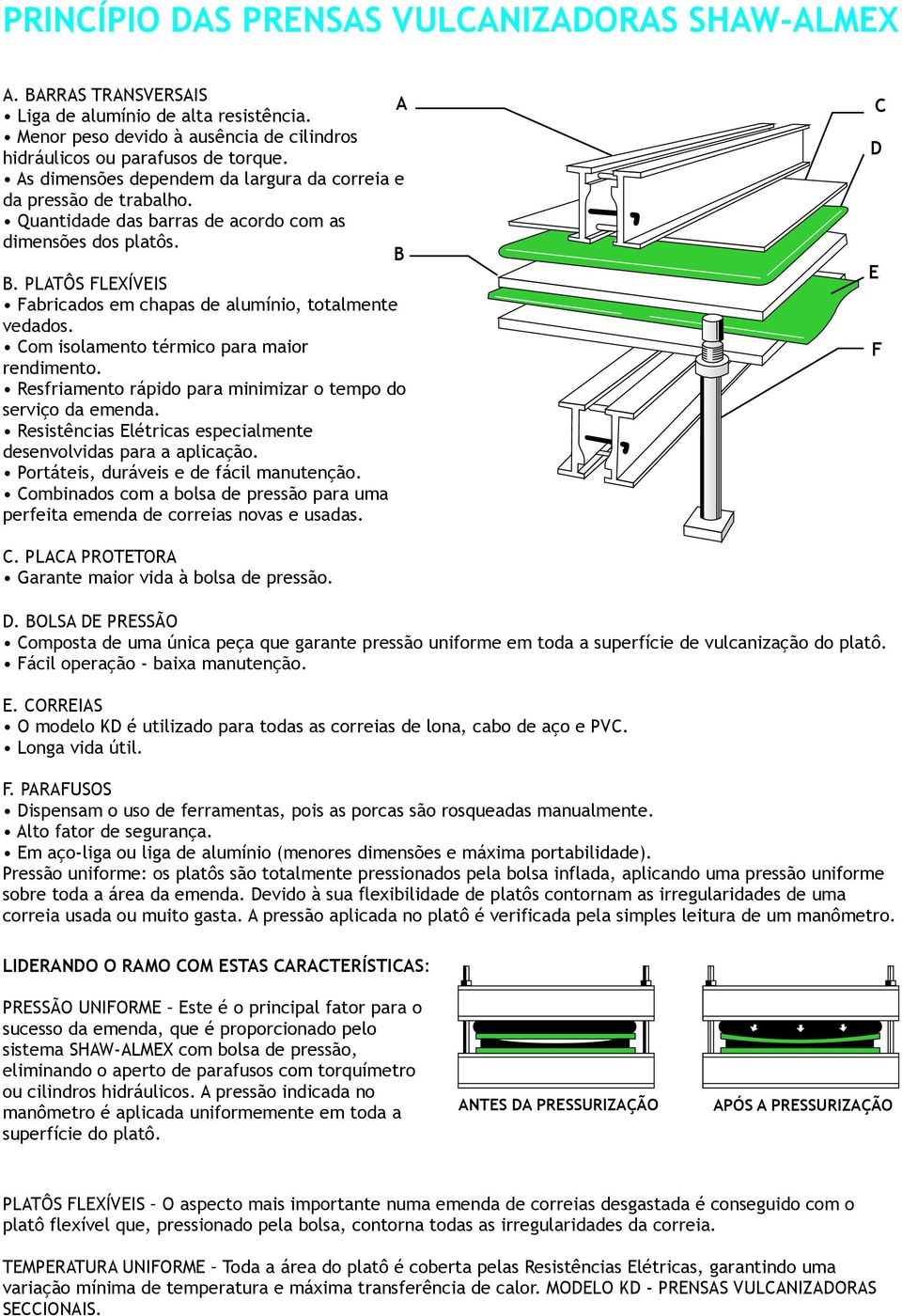 om isolamento térmico para maior rendimento. Resfriamento rápido para minimizar o tempo do serviço da emenda. Resistências létricas especialmente desenvolvidas para a aplicação.