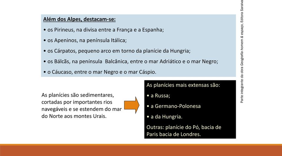 mar Negro; o Cáucaso, entre o mar Negro e o mar Cáspio.