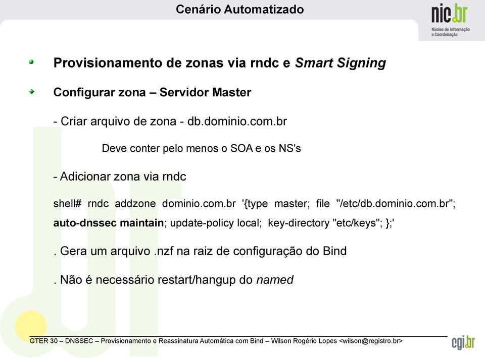 br Deve conter pelo menos o SOA e os NS's - Adicionar zona via rndc shell# rndc addzone dominio.com.