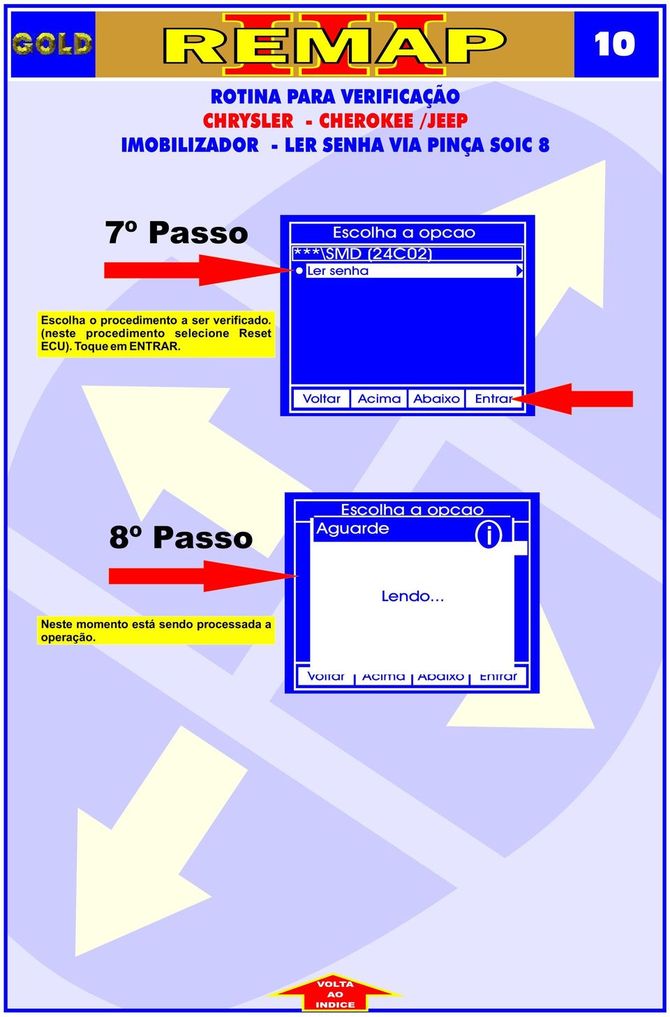 (neste procedimento selecione Reset ECU). Toque em ENTRAR.