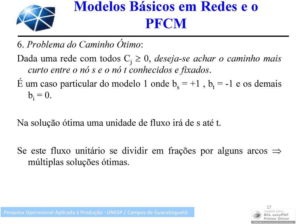 entre o nó s e o nó t conhecidos e fixados.