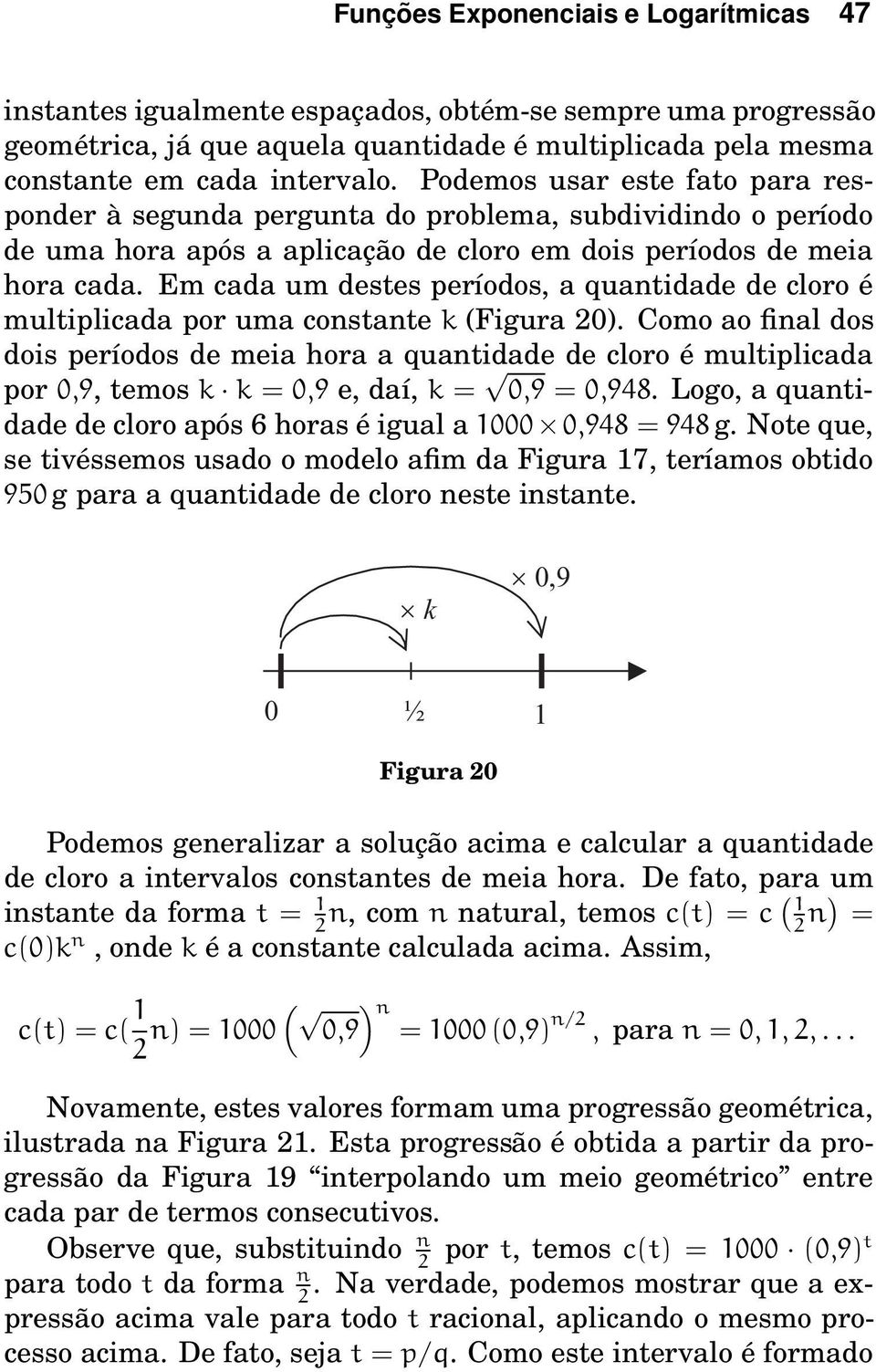 Em cada um destes períodos, a quantidade de cloro é multiplicada por uma constante k (Figura 20).