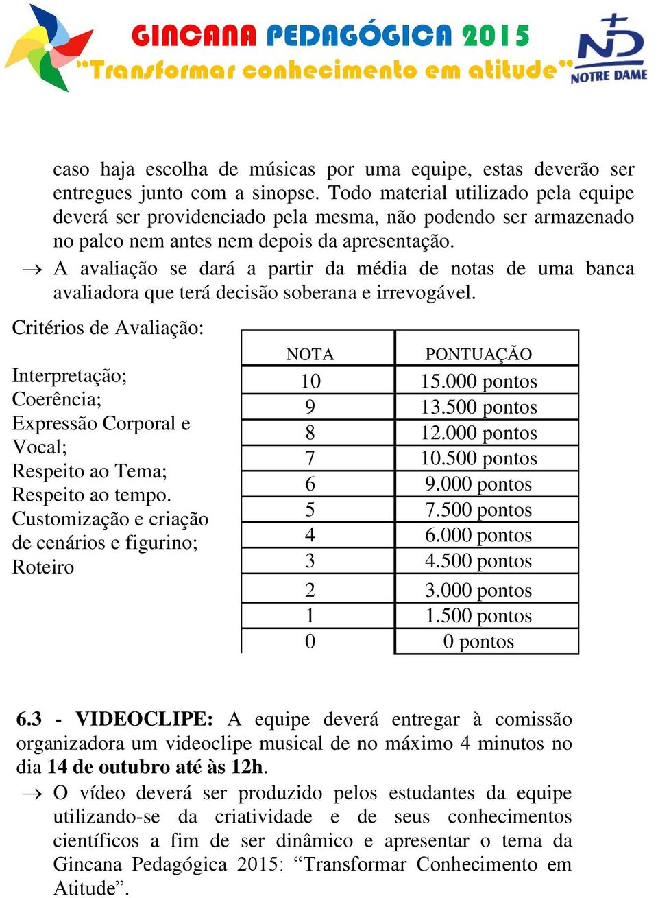 A avaliação se dará a partir da média de notas de uma banca avaliadora que terá decisão soberana e irrevogável.