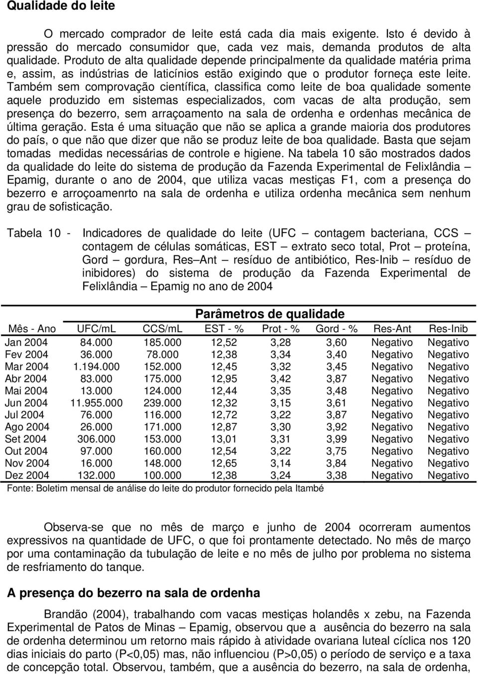 Também sem comprovação científica, classifica como leite de boa qualidade somente aquele produzido em sistemas especializados, com vacas de alta produção, sem presença do bezerro, sem arraçoamento na