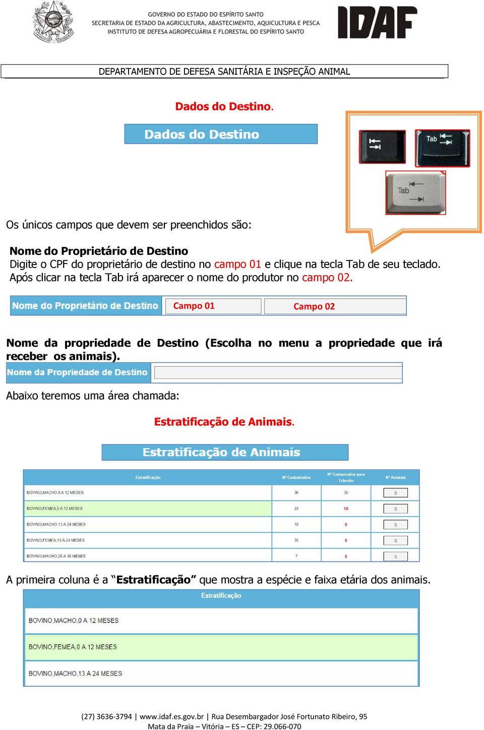 campo 01 e clique na tecla Tab de seu teclado. Após clicar na tecla Tab irá aparecer o nome do produtor no campo 02.