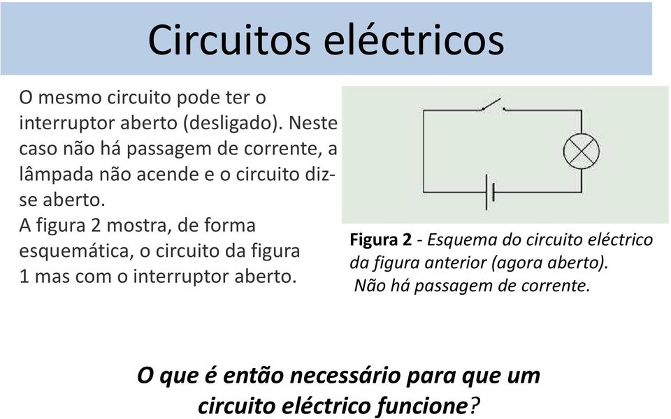 A figura 2 mostra, de forma esquemática, o circuito da figura 1 mas com o interruptor aberto.