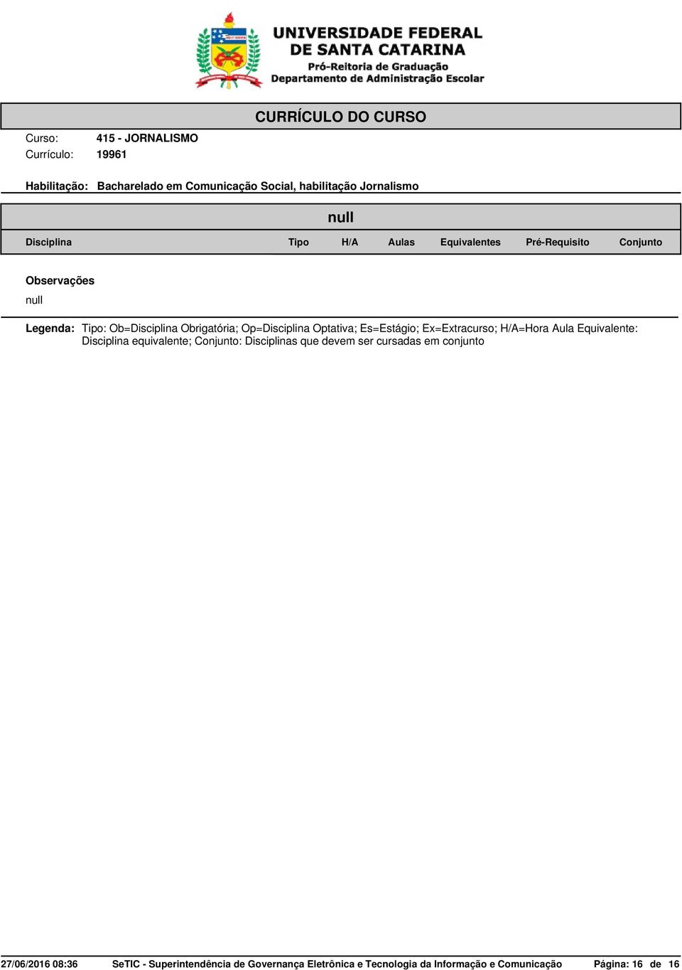 Equivalente: equivalente; : s que devem ser cursadas em conjunto 27/06/2016 08:36 SeTIC -