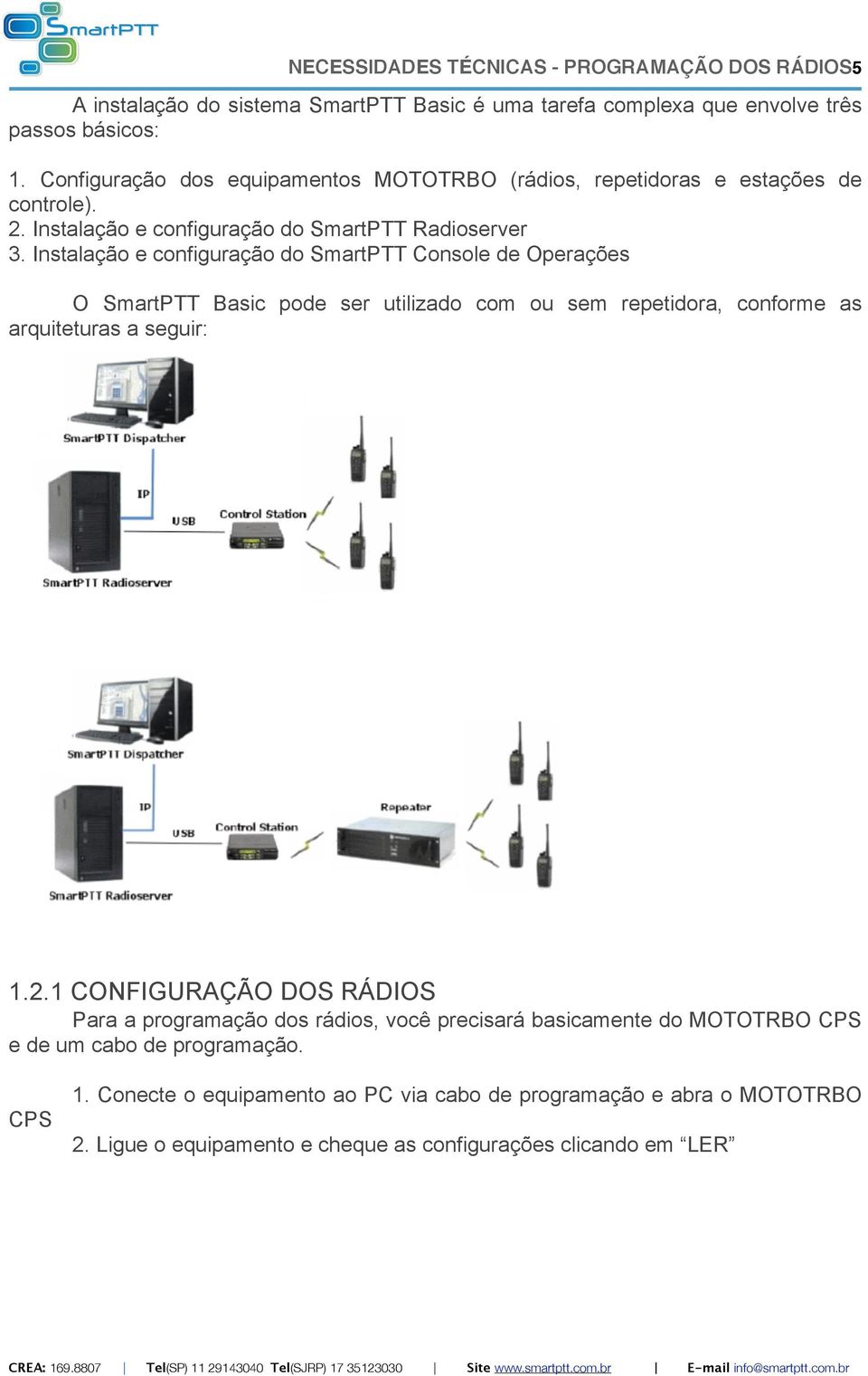 Instalação e configuração do SmartPTT Console de Operações O SmartPTT Basic pode ser utilizado com ou sem repetidora, conforme as arquiteturas a seguir: 1.2.