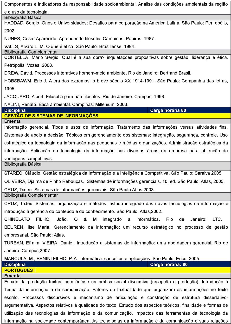 O que é ética. São Paulo: Brasiliense, 1994. CORTELLA, Mário Sergio. Qual é a sua obra? inquietações propositivas sobre gestão, liderança e ética. Petrópolis: Vozes, 2008. DREW, David.