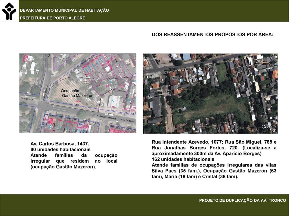 Rua Intendente Azevedo, 1077; Rua São Miguel, 788 e Rua Jonathas Borges Fortes, 720.