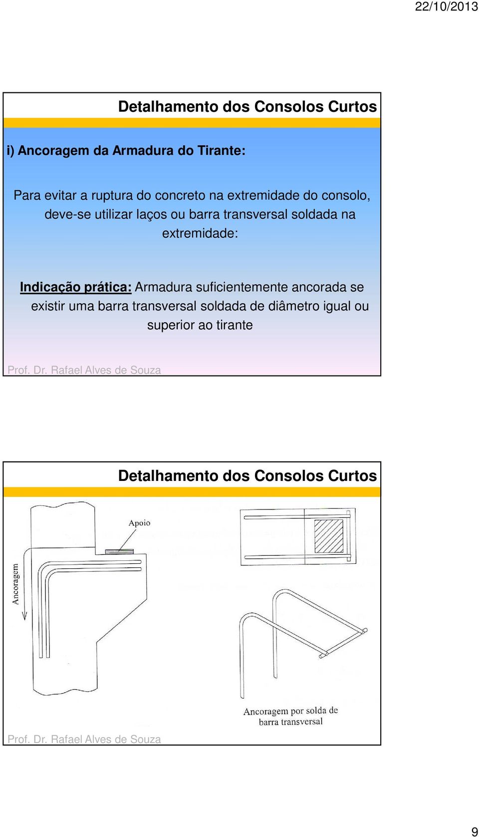 na extremidade: Indicação prática: Armadura suficientemente ancorada se