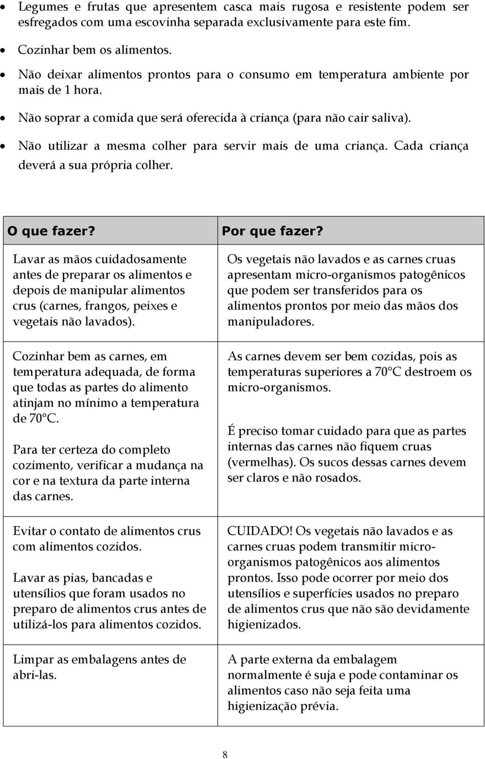 Não utilizar a mesma colher para servir mais de uma criança. Cada criança deverá a sua própria colher. O que fazer?