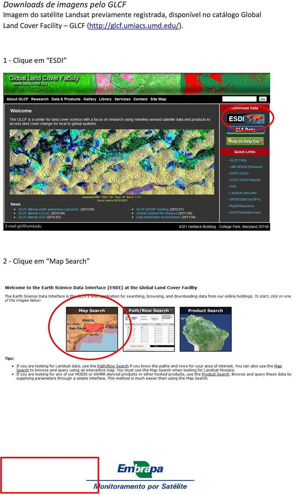 catálogo Global Land Cover Facility GLCF