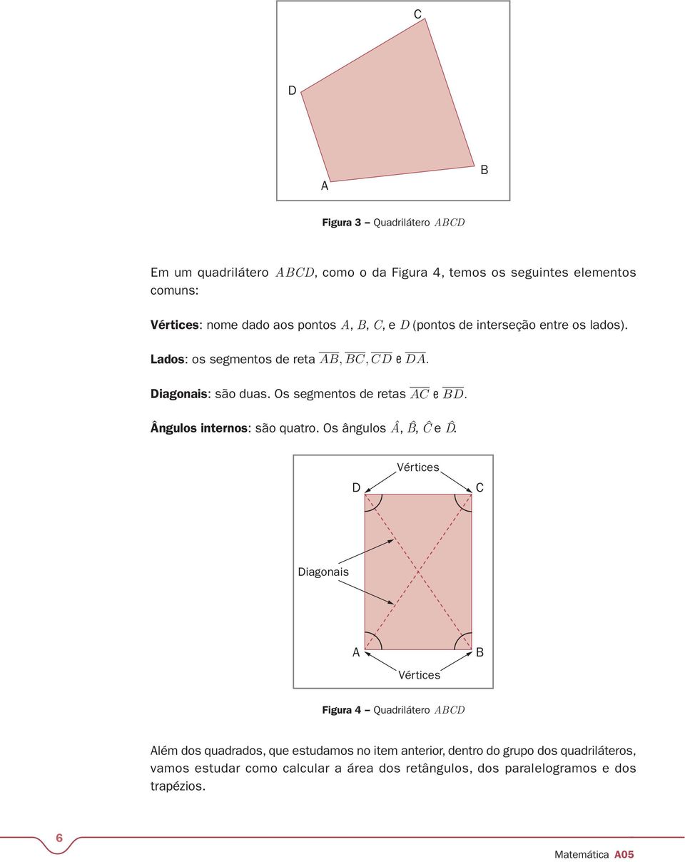 Ângulos internos: são quatro. Os ângulos Â, B^, C^ e D^.