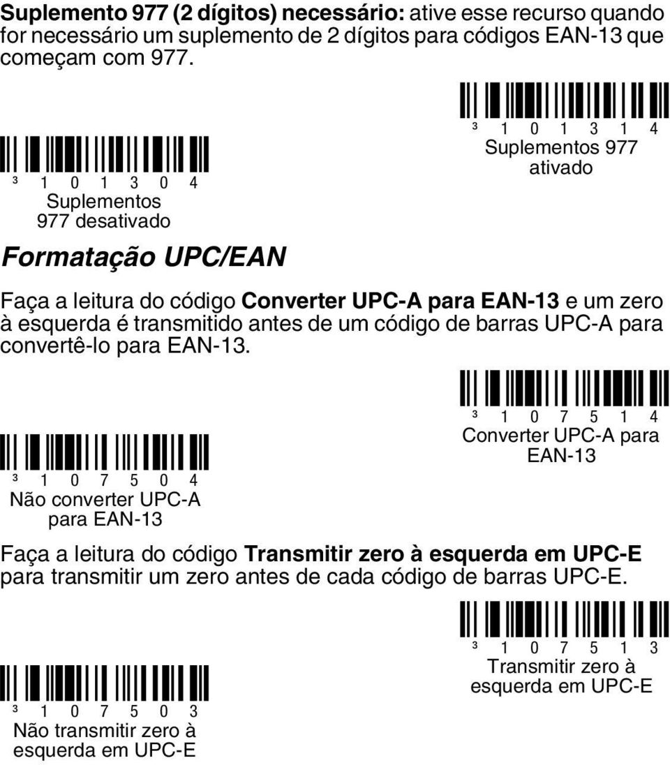transmitido antes de um código de barras UPC-A para convertê-lo para EAN-13.