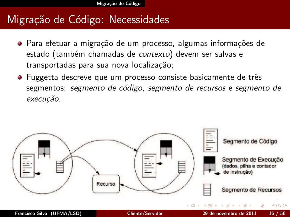 localização; Fuggetta descreve que um processo consiste basicamente de três segmentos: segmento de código,