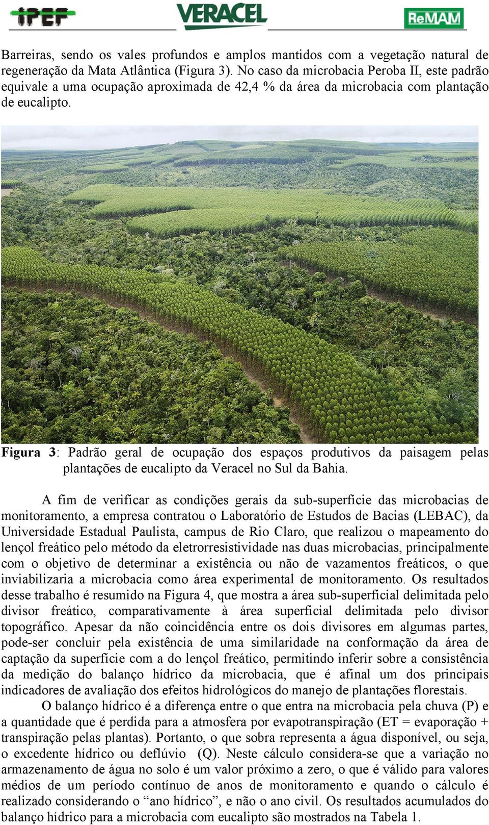 Figura 3: Padrão geral de ocupação dos espaços produtivos da paisagem pelas plantações de eucalipto da Veracel no Sul da Bahia.
