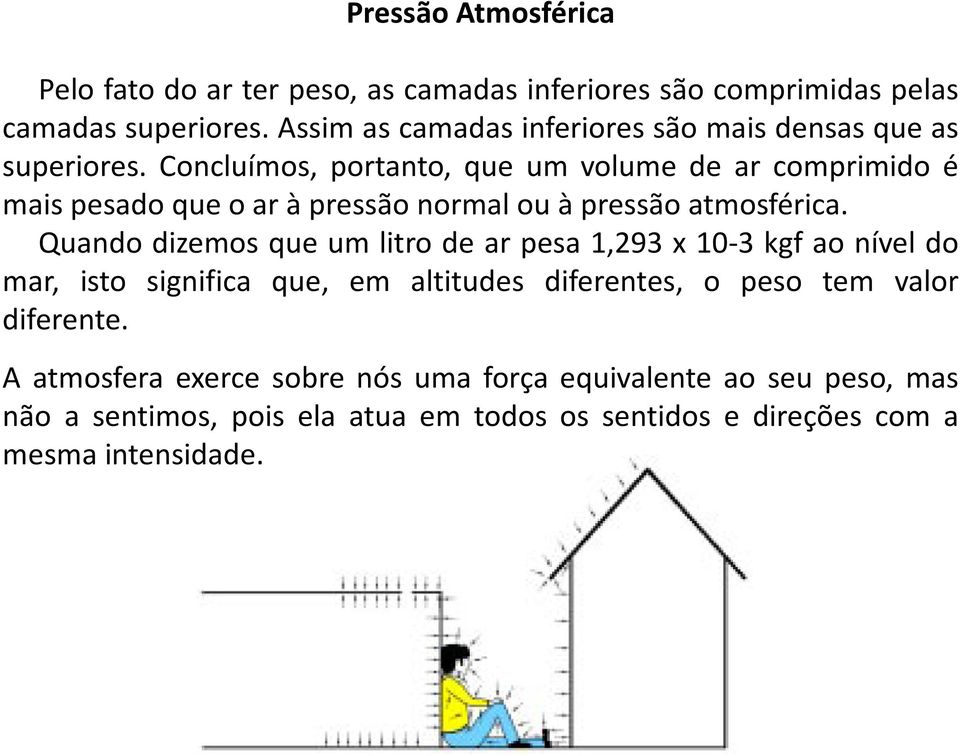 Concluímos, portanto, que um volume de ar comprimido é maispesadoqueoaràpressãonormalouàpressãoatmosférica.