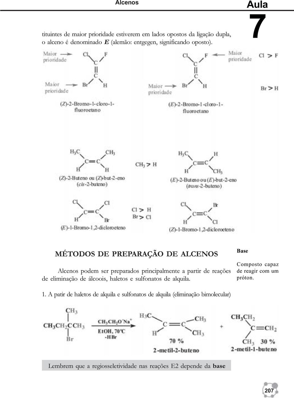 Aula 7 MÉTODOS DE PREPARAÇÃO DE ALCENOS Alcenos podem ser preparados principalmente a partir de reações de eliminação de