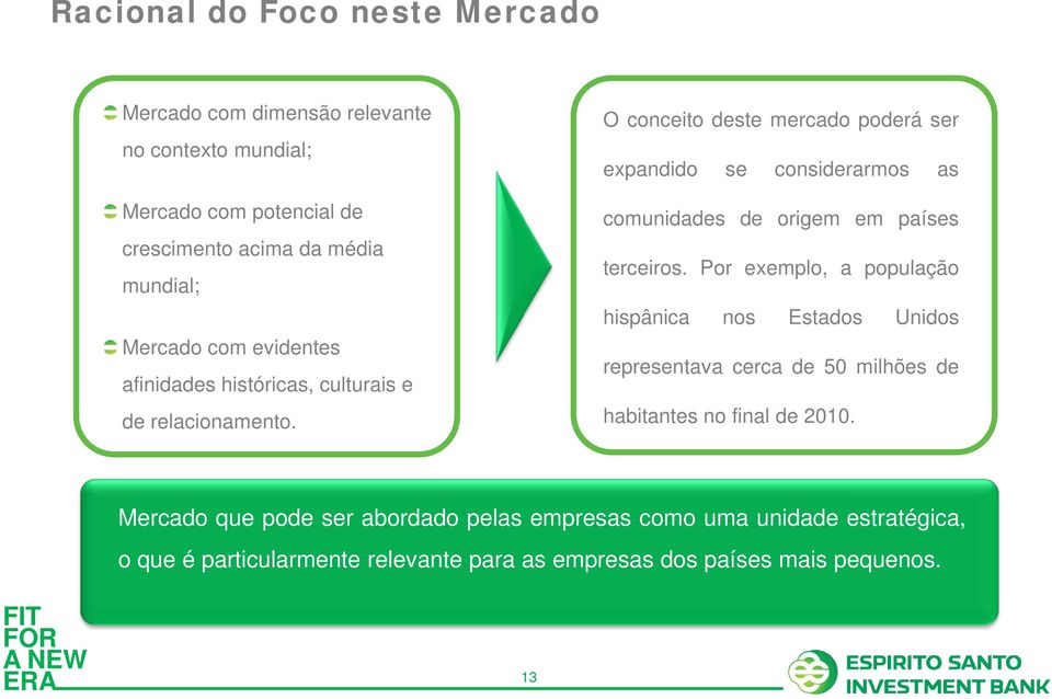 O conceito deste mercado poderá ser expandido se considerarmos as comunidades de origem em países terceiros.