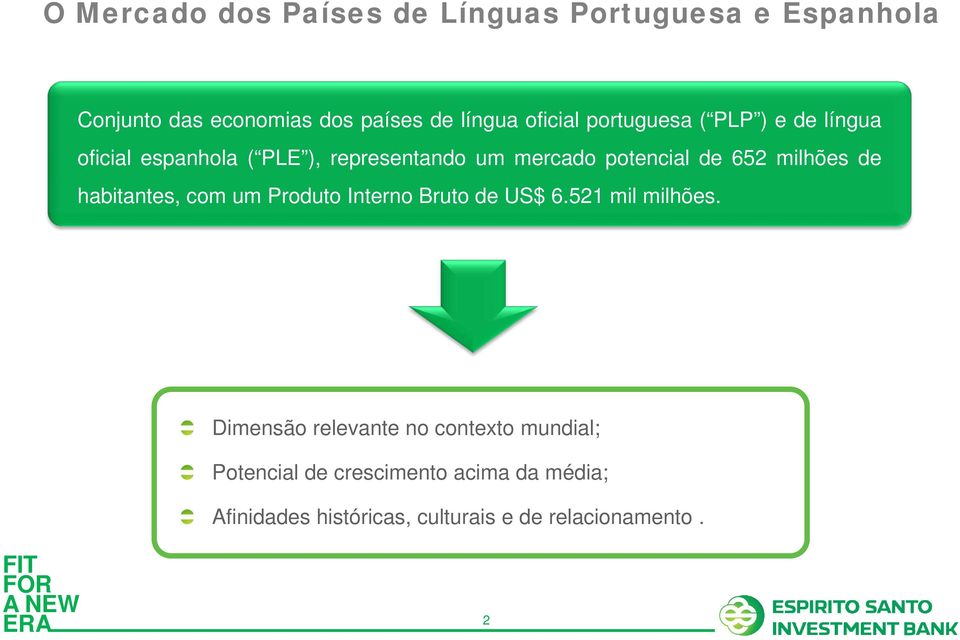 652 milhões de habitantes, com um Produto Interno Bruto de US$ 6.521 mil milhões.