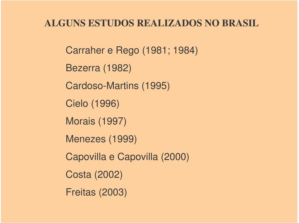 (1995) Cielo (1996) Morais (1997) Menezes (1999)