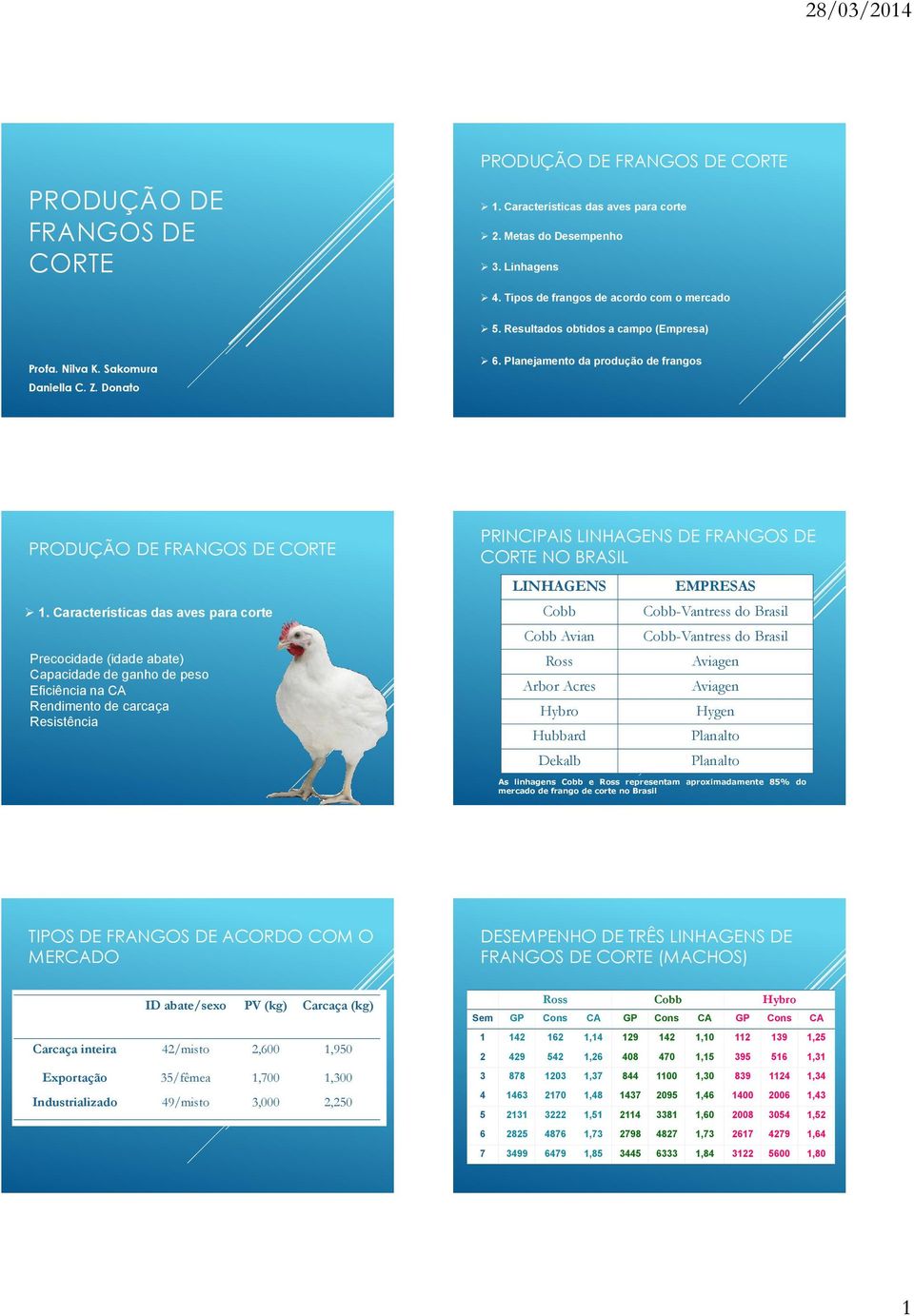 Características das aves para corte Precocidade (idade abate) Capacidade de ganho de peso Eficiência na CA Rendimento de carcaça Resistência PRINCIPAIS LINHAGENS DE FRANGOS DE CORTE NO BRASIL