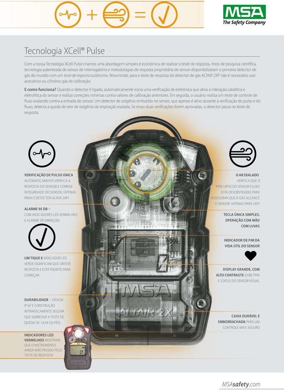 resposta autônomo. Resumindo, para o teste de resposta do detector de gás ALTAIR 2XP não é necessário usar acessórios ou cilindros gás de calibração. e como funciona?