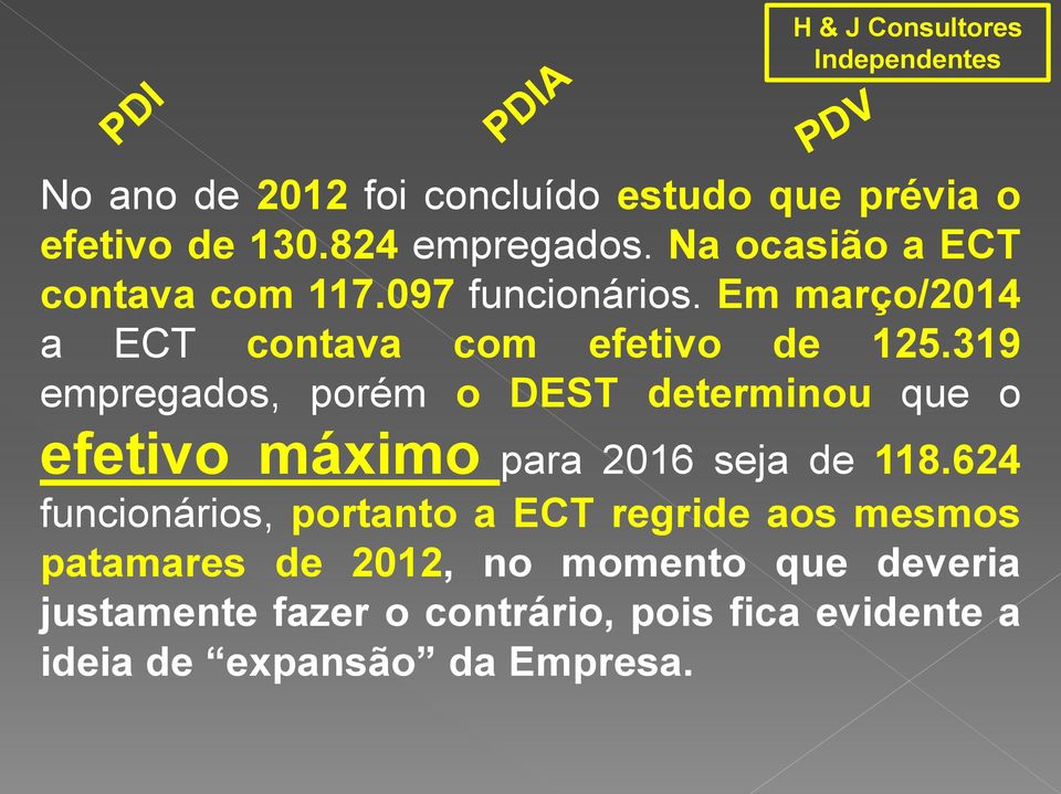 319 empregados, porém o DEST determinou que o efetivo máximo para 2016 seja de 118.