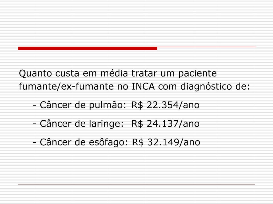 - Câncer de pulmão: R$ 22.