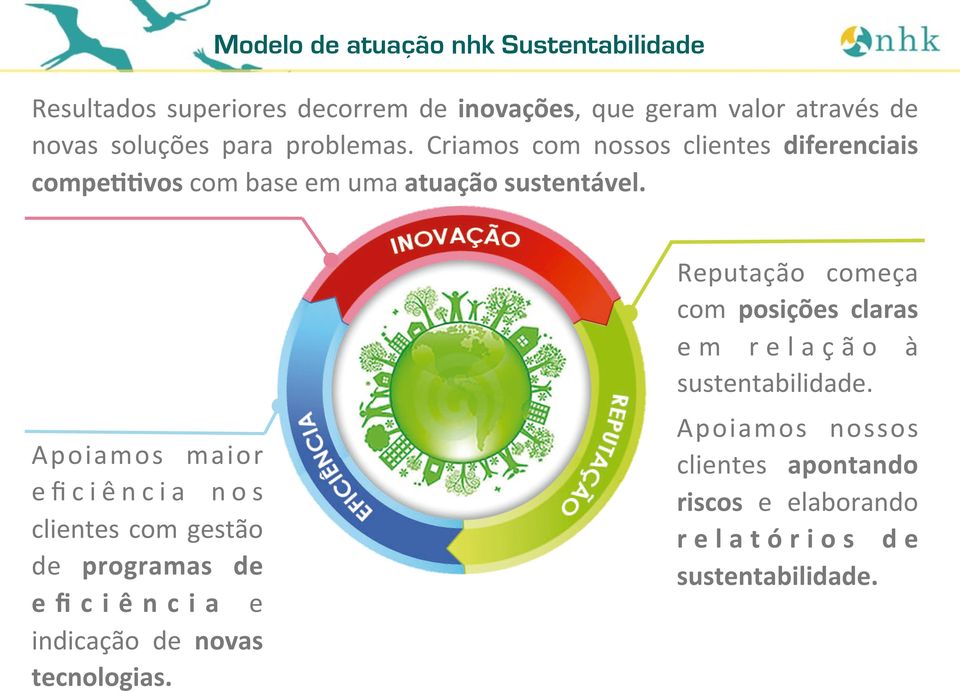 Apoiamos maior eficiência nos clientes com gestão de programas de eficiência e indicação de novas tecnologias.