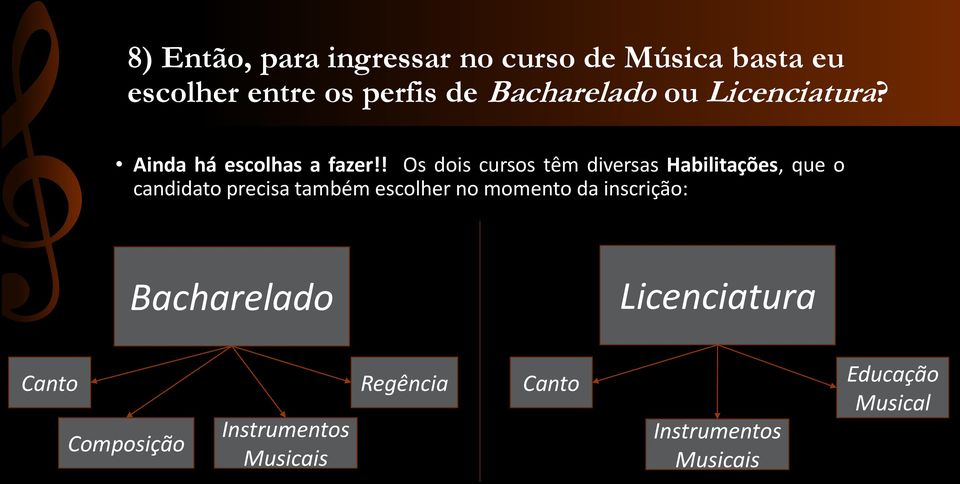 ! Os dois cursos têm diversas Habilitações, que o candidato precisa também escolher no