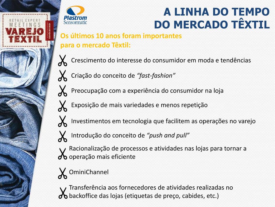 Investimentos em tecnologia que facilitem as operações no varejo Introdução do conceito de push and pull Racionalização de processos e atividades nas