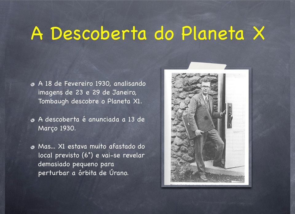 A descoberta é anunciada a 13 de Março 1930. Mas.