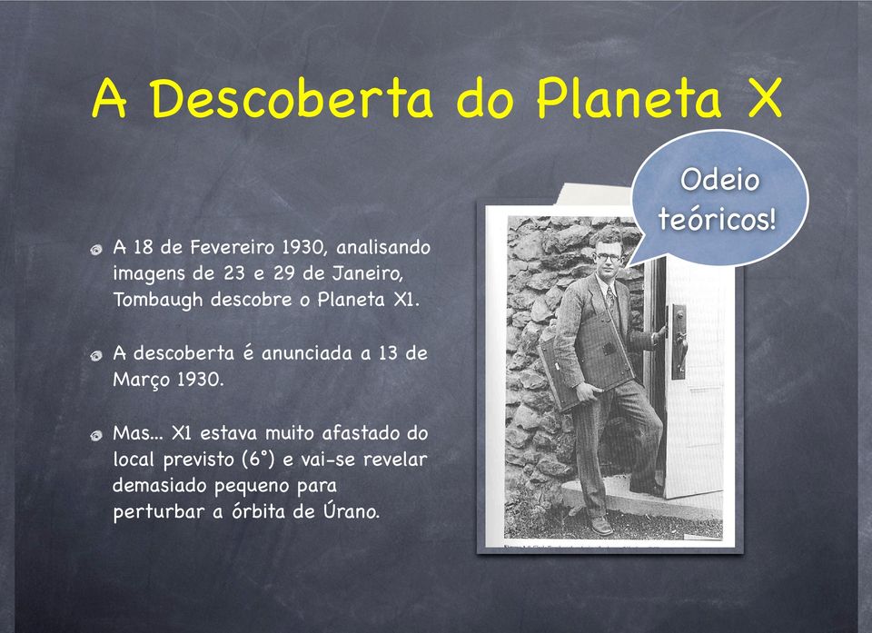 A descoberta é anunciada a 13 de Março 1930. Mas.