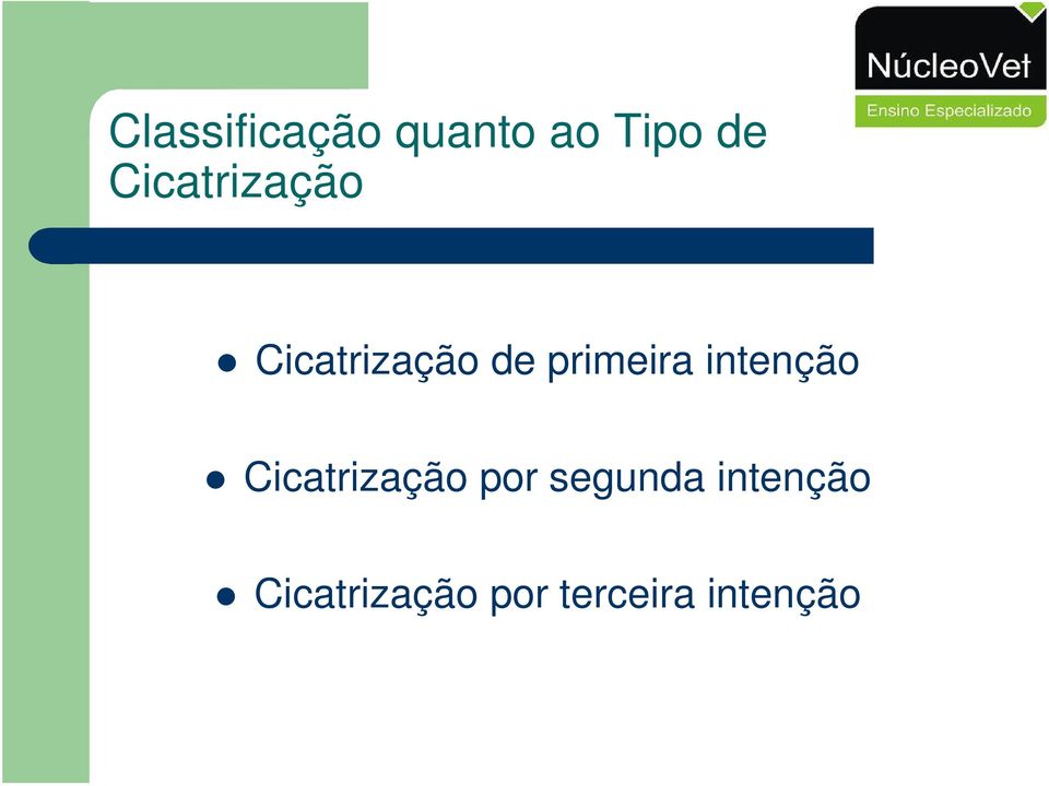 primeira intenção Cicatrização por