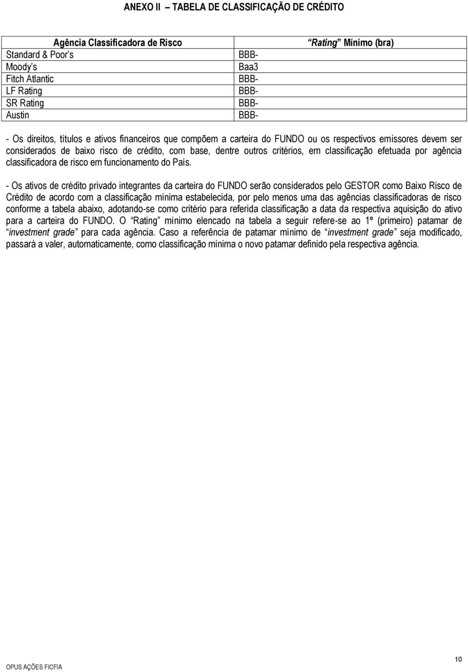 classificação efetuada por agência classificadora de risco em funcionamento do País.