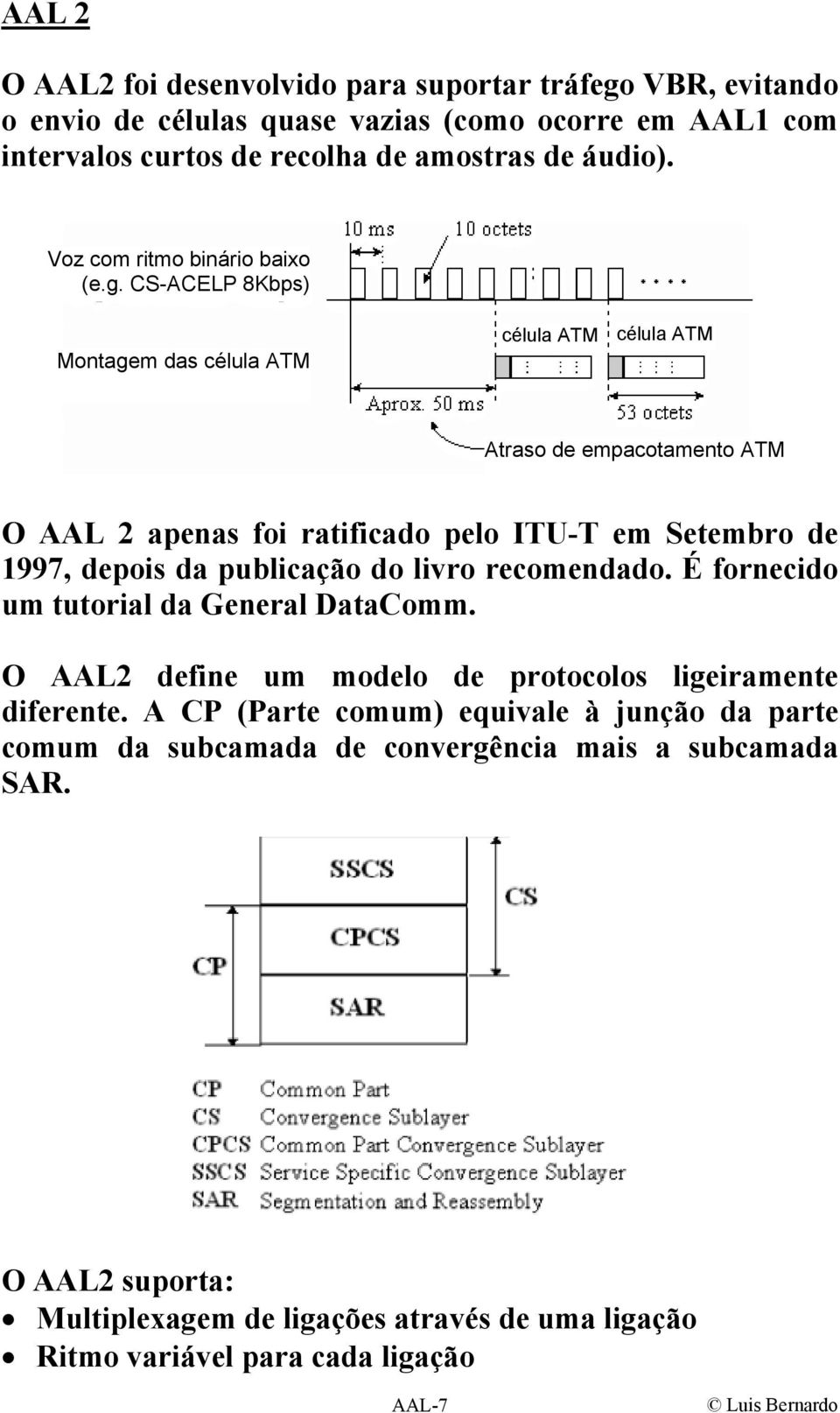 C-CELP 8Kbps) Montagem das célula TM célula TM célula TM traso de empacotamento TM O L 2 apenas foi ratificado pelo ITU-T em etembro de 1997, depois da publicação do livro