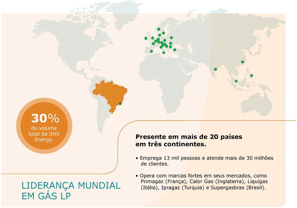 Emprega 13 mil pessoas e atende mais de 30 milhões de clientes.