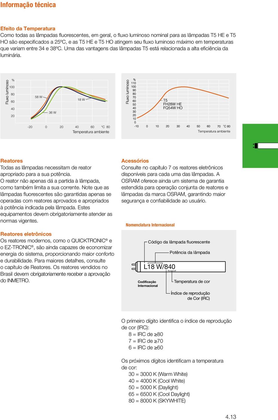 % 100 80 60 58 W 18 W 40 20 36 W -20 0 20 40 60 C 80 Temperatura ambiente Temperatura ambiente Reatores Toas as âmpaas necessitam e reator apropriao para a sua potência.