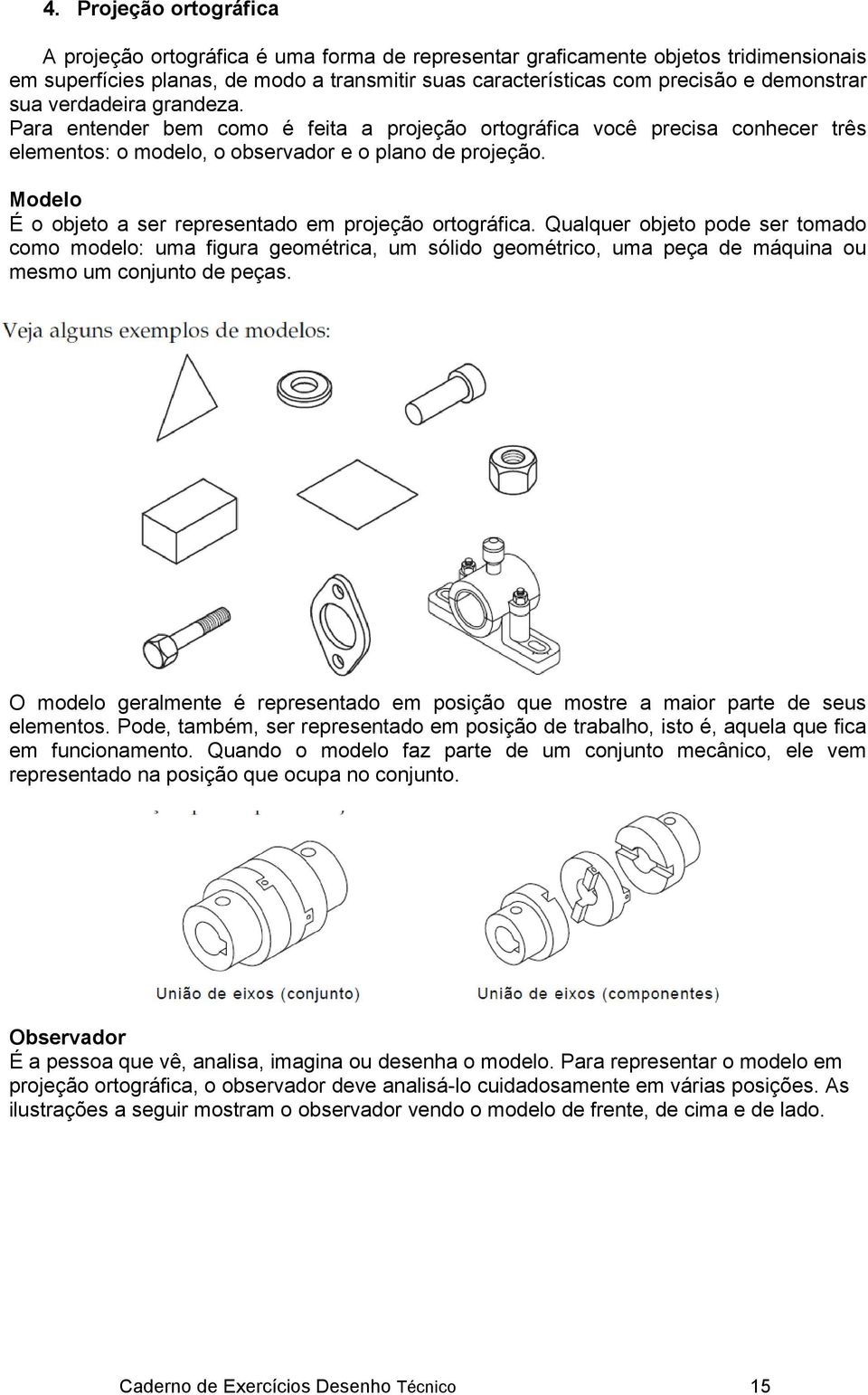 Modelo É o objeto a ser representado em projeção ortográfica.