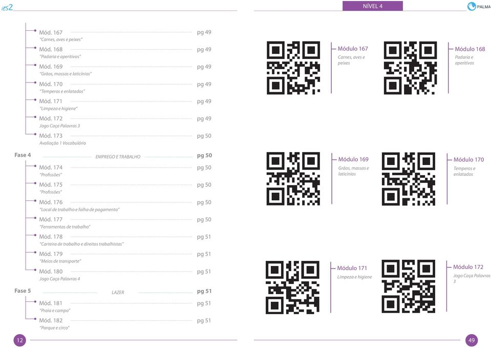 175 Profissões Mód. 181 Praia e campo Mód. 182 Parque e circo EMPREGO E TRABALHO Mód. 176 Local de trabalho e folha de pagamento Mód. 177 Ferramentas de trabalho Mód.