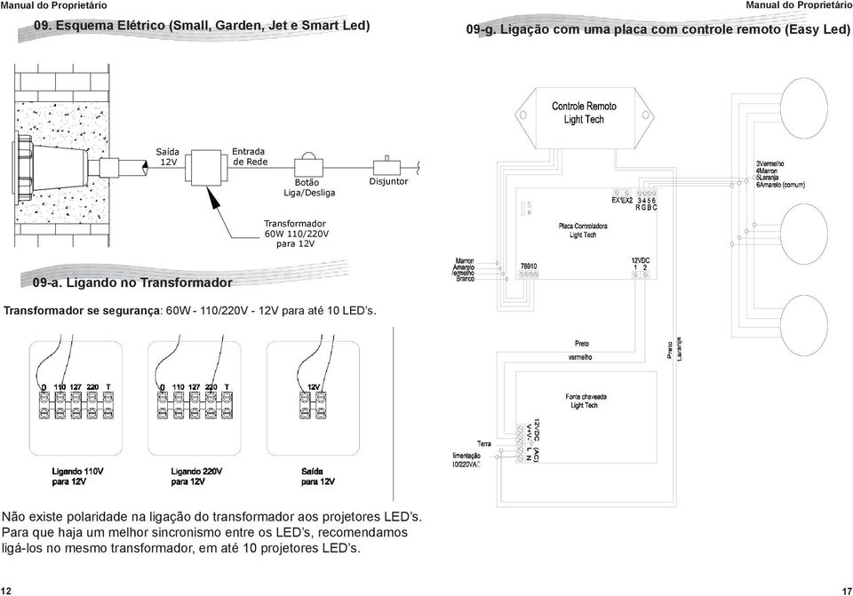 110/220V para 12V 09-a. Ligando no Transformador Transformador se segurança: 60W - 110/220V - 12V para até 10 LED s.