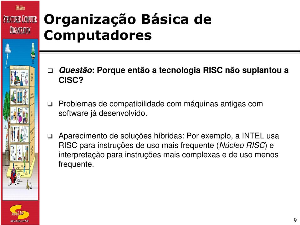 Aparecimento de soluções híbridas: Por exemplo, a INTEL usa RISC para instruções de