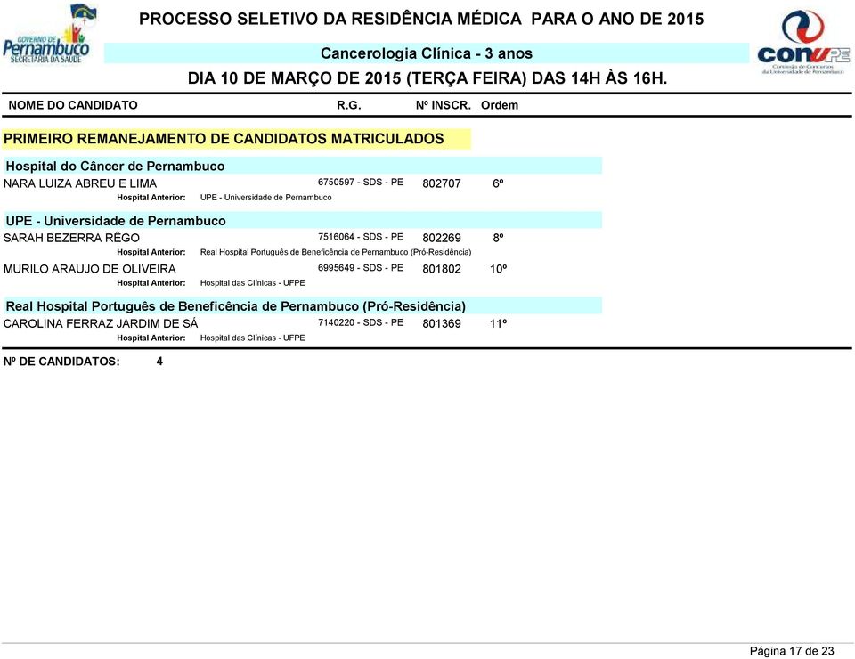 (Pró-Residência) MURILO ARAUJO DE OLIVEIRA 6995649 - SDS - PE 801802 10º Real Hospital Português de Beneficência