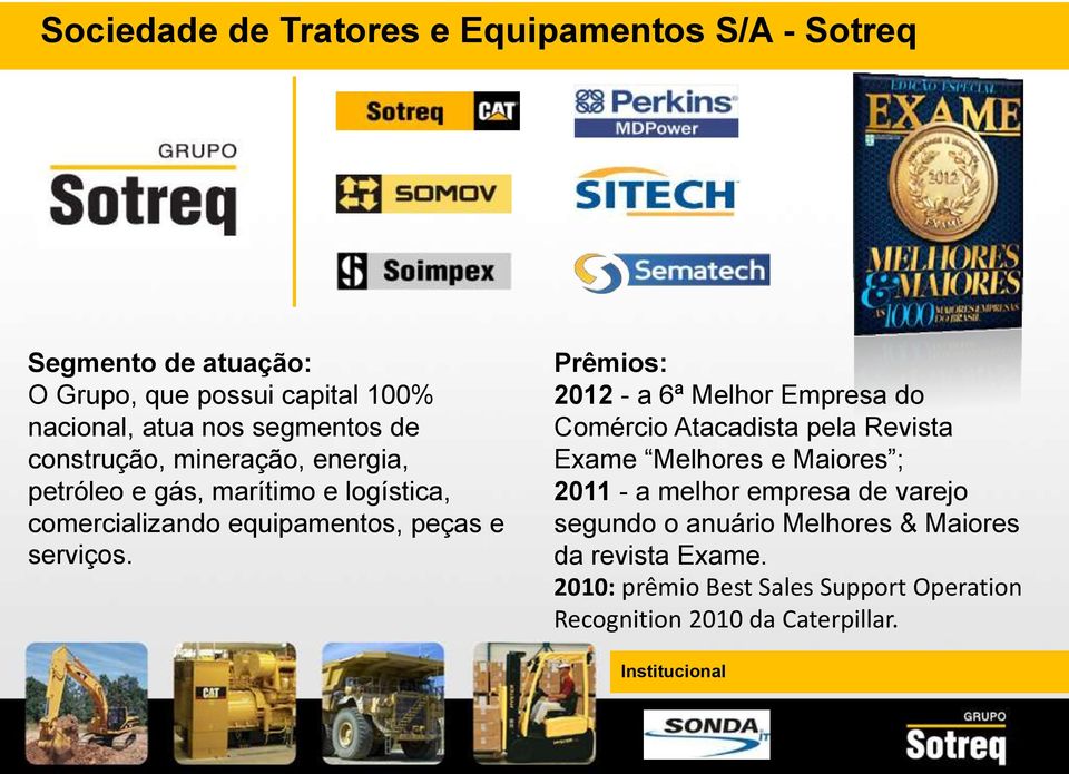 Prêmios: 2012 - a 6ª Melhor Empresa do Comércio Atacadista pela Revista Exame Melhores e Maiores ; 2011 - a melhor empresa de varejo