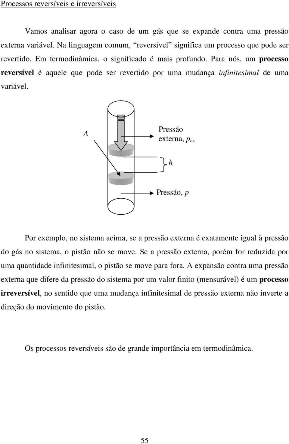 Para nós, um processo reversível é aquele que pode ser revertido por uma mudança infinitesimal de uma variável.